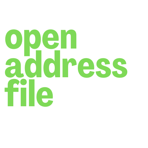 a simple logo saying open address file